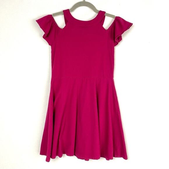 CHILDREN'S PLACE Girl's Hot Pink Fit and Flare Flutter Sleeve Knit Dress Size 14 - Picture 2 of 4